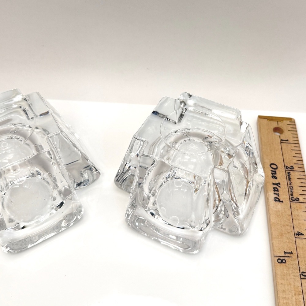 Vintage Orrefors Max Crystal Cross Votive Tealight Holders Pair Anna Ehrner - Picture 14 of 16
